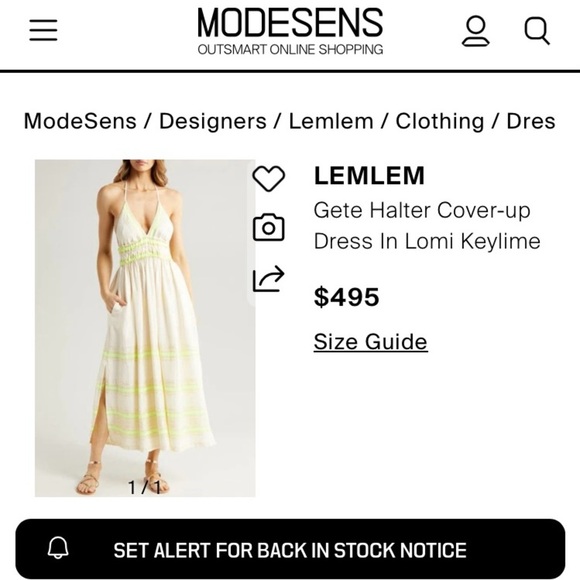 LEMLEM Women’s gete triangle halter maxi dress in lomi keylime NEW large - Picture 4 of 16